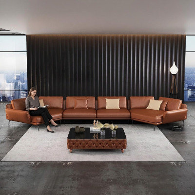 Sofá de esquina Muebles italianos Sofá de salón Acolchado Sofá de lujo Conjunto de esquina