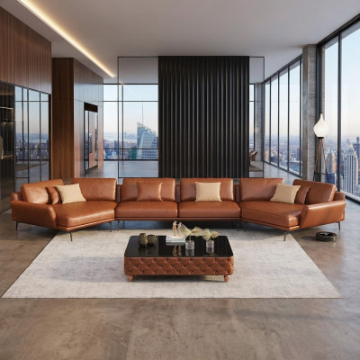 Sofá de esquina Muebles italianos Sofá de salón Acolchado Sofá de lujo Conjunto de esquina