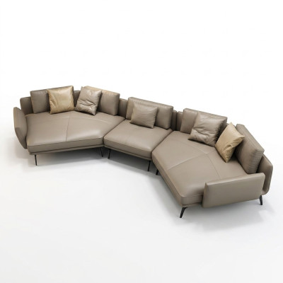 Sofá moderno en esquina, forma de U, muebles tapizados, sofá de cuero para sala de estar.