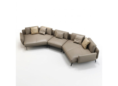 Sofá moderno en esquina, forma de U, muebles tapizados, sofá de cuero para sala de estar.