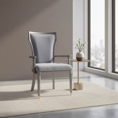 Silla de diseño de lujo estilo italiano real, mueble de una sola plaza de madera con respaldo.