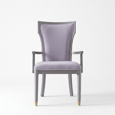 Silla de diseño de lujo estilo italiano real, mueble de una sola plaza de madera con respaldo.