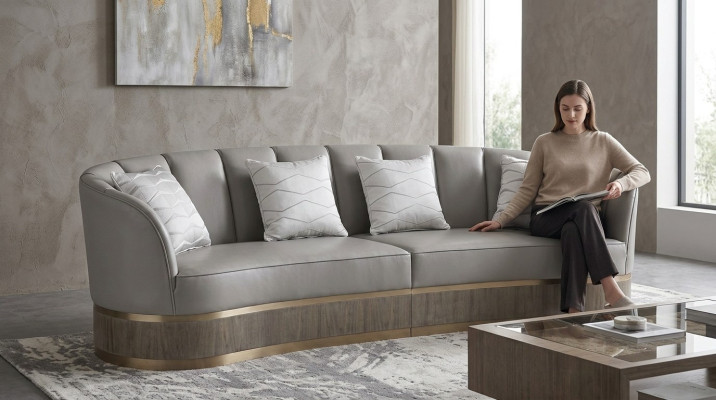 Sofá grande XXL lounge club de cuatro plazas 270cm muebles italianos nuevos.