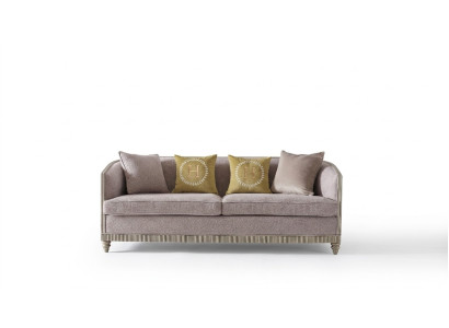 Muebles de estilo italiano sofá de tres plazas sofá tapizado de tela de madera