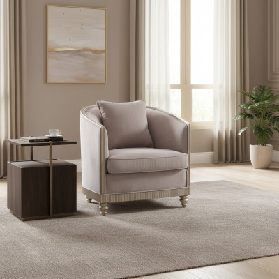 Sillón de lujo para sala de estar, hotel, acolchado, decoración, moderno, diseño de una plaza, gris.