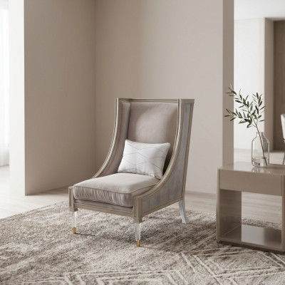 Silla de diseño de lujo en Dubai Hotel. Muebles de calidad con asiento individual para relajarse.