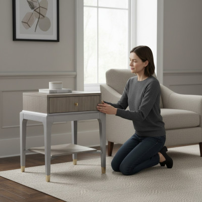 Mesita de noche de madera maciza mesitas consolas estilo moderno de noche.