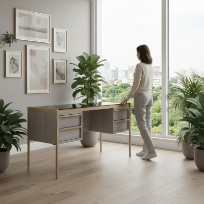 Diseño de escritorio de lujo, estilo de muebles de oficina, escritorios, mesa italiana.