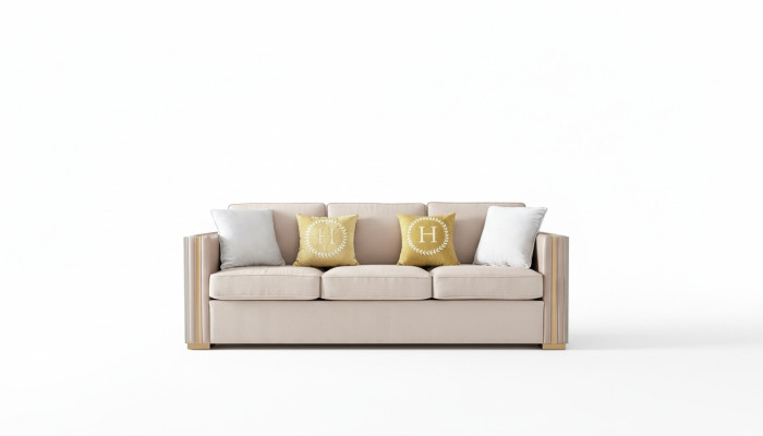 Sofá de diseño de tres plazas para la sala de estar, tapizado, moderno, decoración, muebles.