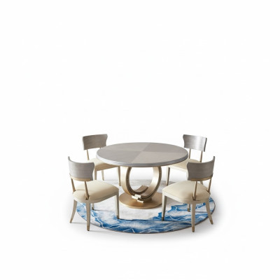 Conjunto de comedor completo: mesa redonda + 4 sillas con respaldo.