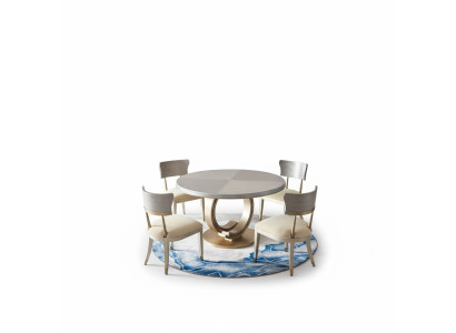 Conjunto de comedor completo: mesa redonda + 4 sillas con respaldo.