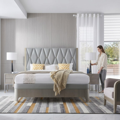 Diseño de cama de lujo de dormitorio en madera de 180x200cm.