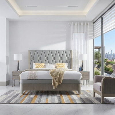Diseño de cama de lujo de dormitorio en madera de 180x200cm.