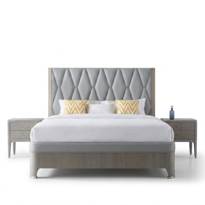 Diseño de cama de lujo de dormitorio en madera de 180x200cm.