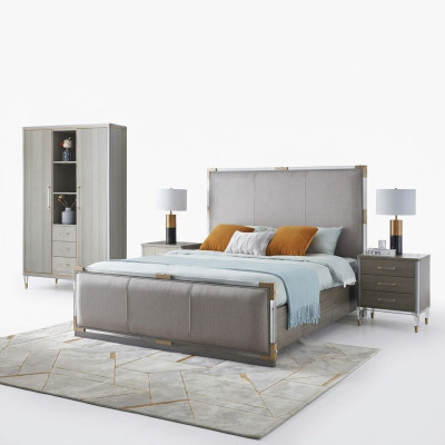 Muebles de dormitorio de lujo cama 2x juego de mesitas de noche camas muebles de hotel de Dubai