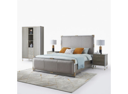 Muebles de dormitorio de lujo cama 2x juego de mesitas de noche camas muebles de hotel de Dubai