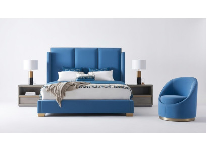 Azul real cama doble habitación de dormir cama textil 180x200 hotel de lujo