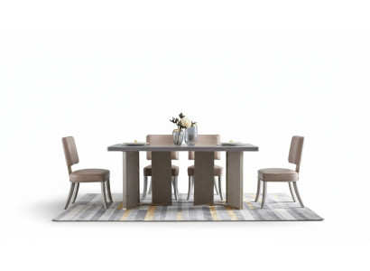 Conjunto completo de comedor Mesa + 6 sillas de respaldo sillas de lujo Grupo de comedor