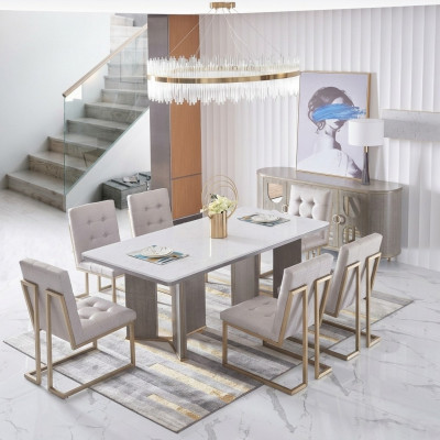 Conjunto completo de comedor 6x sillas de respaldo Grupo de sillas