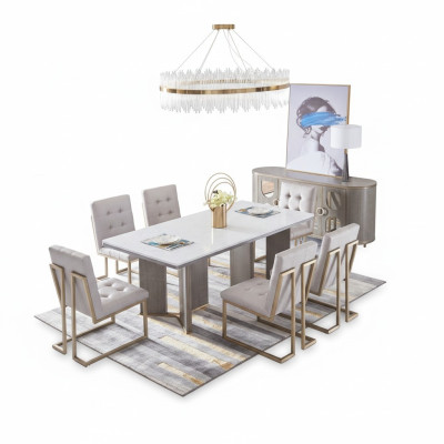 Conjunto completo de comedor 6x sillas de respaldo Grupo de sillas