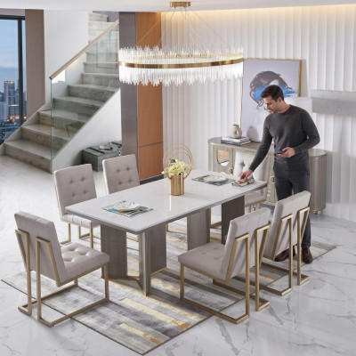 Mesa de comedor Diseñador Muebles de lujo Mesas de madera 180x90cm Sala de estar