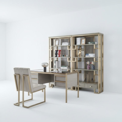 Mobiliario de oficina conjunto de estilo rústico: escritorio, silla, sillón, secreter, mesa
