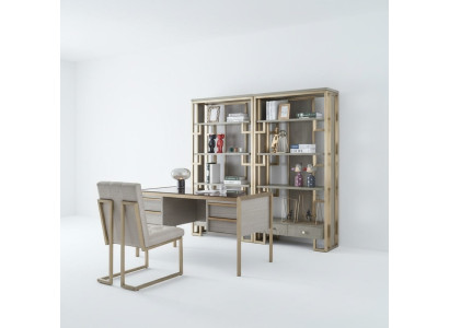 Mobiliario de oficina conjunto de estilo rústico: escritorio, silla, sillón, secreter, mesa