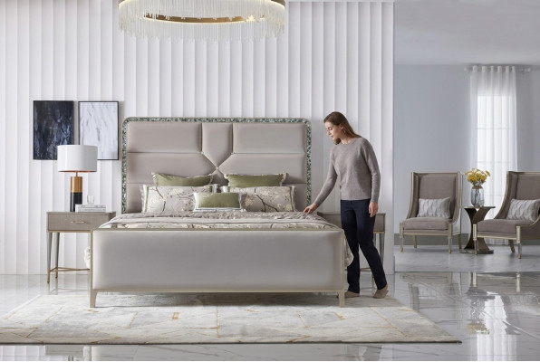 Diseño de cama de lujo para dormitorio, cama doble de Dubai de 180x200 cm.