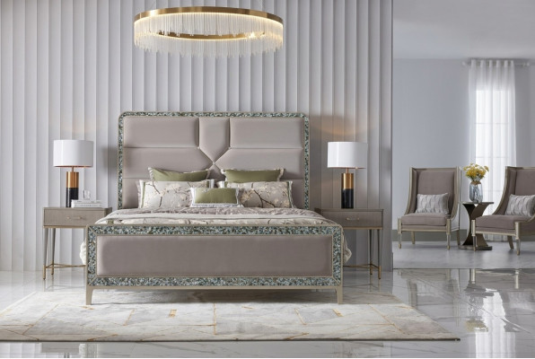 Diseño de cama de lujo para dormitorio, cama doble de Dubai de 180x200 cm.