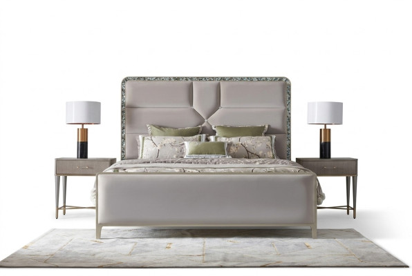 Diseño de cama de lujo para dormitorio, cama doble de Dubai de 180x200 cm.
