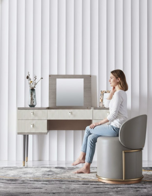 Mesa de maquillaje Espejo Decoración Taburete Conjunto Completo Cómoda Dormitorio Nuevo