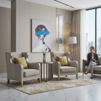 Sofá set de cojines, sillón individual 2x sillas de diseño lounge club muebles de lujo para hotel