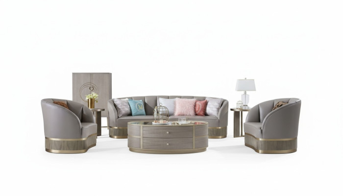 Diseño de muebles de decoración, sofá de 3 plazas + 1 plaza, juego de sofá tapizado de cuero.