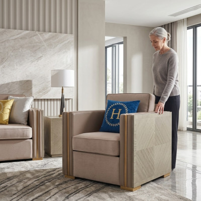 Muebles de sillón de lujo para la sala de estar, sillón de una plaza, sofá, sofá, salón, club, hotel.