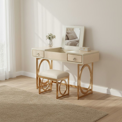 Mesa de tocador consola de diseñador, mesa de cosméticos, espejo decorativo, cómoda, tocador.