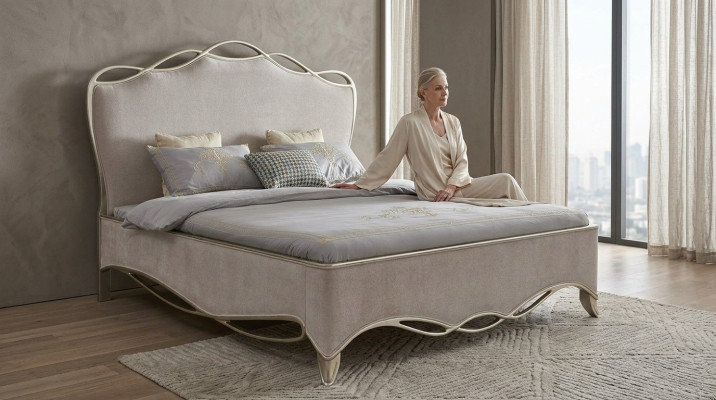 Diseño textil de lujo cama, cama doble acolchada, 180x200 habitación.