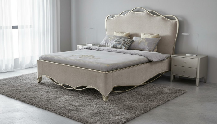 Diseño textil de lujo cama, cama doble acolchada, 180x200 habitación.