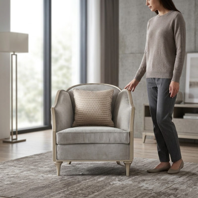 Sillón Hotel Tapizado Sillas Sala de estar Sillón moderno estilo italiano.