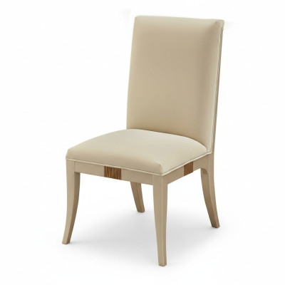 Silla de cuero acolchada de lujo, silla de diseñador, silla de comedor de madera.