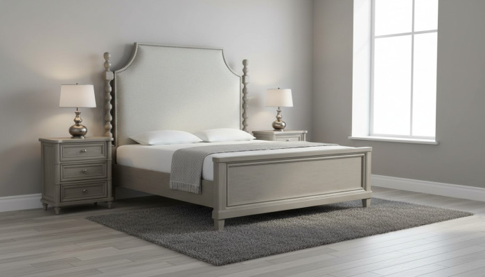 Muebles clásicos de casa de campo Juego de dormitorio real de 3 piezas. Cama