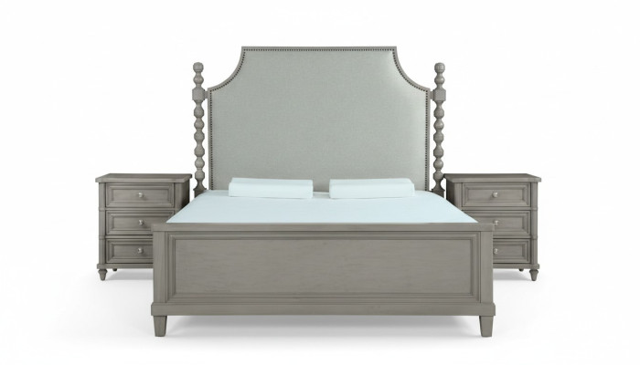 Muebles clásicos de casa de campo Juego de dormitorio real de 3 piezas. Cama