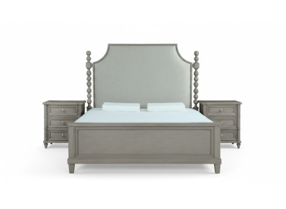 Muebles clásicos de casa de campo Juego de dormitorio real de 3 piezas. Cama