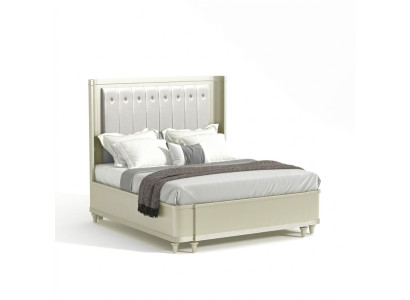 Diseño de cama de lujo acolchada 180 x 200 cm en tela o cuero para dormitorio moderno.
