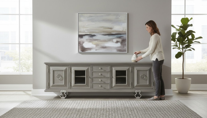 Mueble de lujo para la televisión Sideboard TV Lowboard RTV XXL Armario Mesa Sala de estar Madera Hotel