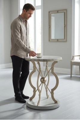 Mesa auxiliar gris Mesa de centro Mesa de diseño moderno Mesa auxiliar de mármol