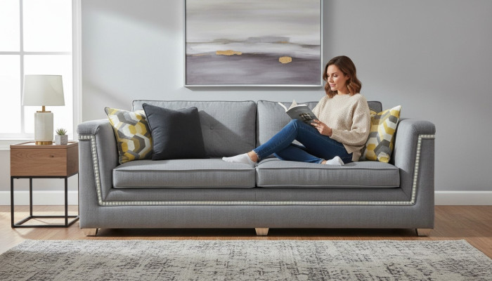 Juego de sofás 3+1 gris sala de estar Textil Muebles tapizados Sofá moderno.