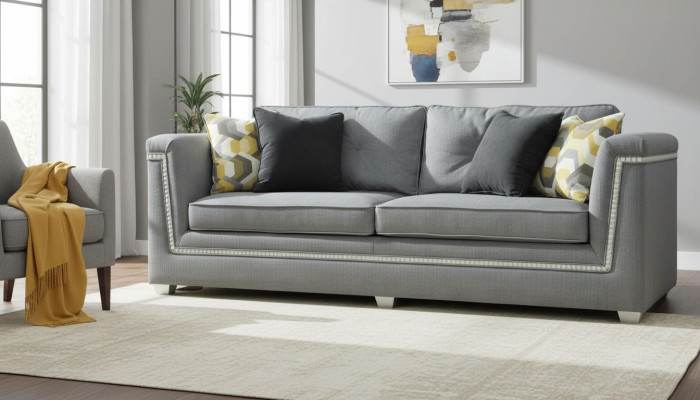 Juego de sofás 3+1 gris sala de estar Textil Muebles tapizados Sofá moderno.