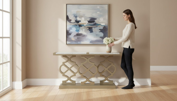 Mesa de consola de diseño de madera. Mesa de la consola. Consolas de lujo.