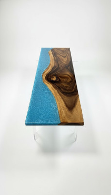 Resina epoxi mesa de comedor madera de decoración real muebles masivos mesa de epoxy con efecto cascada