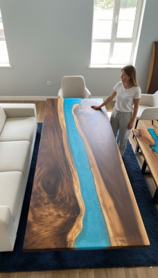 Mesas Mesa de comedor Mesa de diseño Mesa moderna Río de mar Muebles Mesas con epoxi